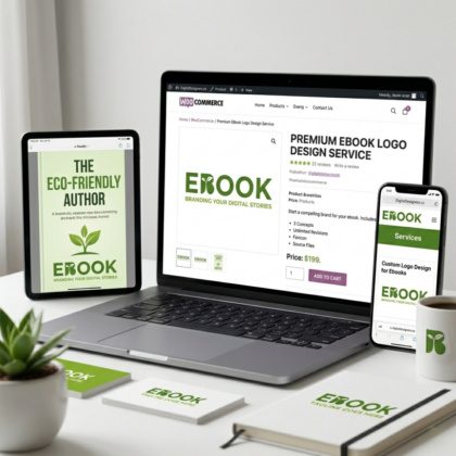 Custom wordmark logo design displayed on a laptop and printed materials by BSpib